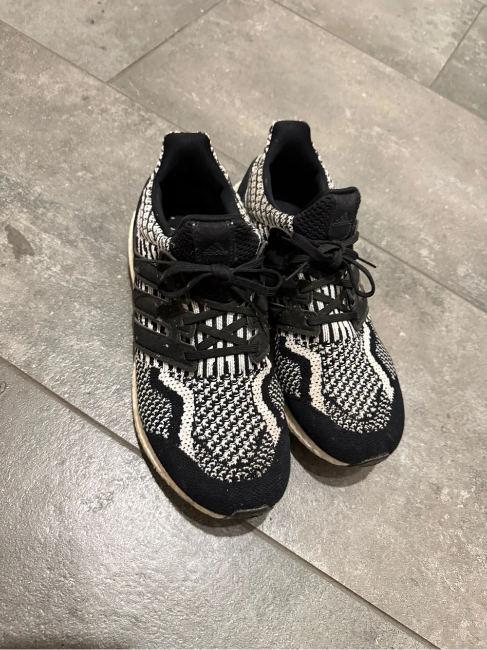 Adidas Black & White Knit Running Shoes